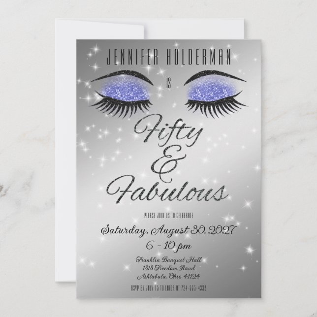 Invitation Fabulueuse 50 Ans Anniversaire Glamour  (Devant)