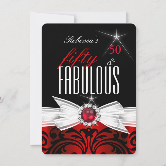 Invitation Fabulueuse Fête d'anniversaire de 50 ans avec un t (Devant)