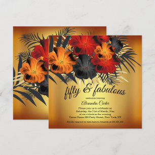 Invitation Fabulueuse fête des 50 ans Gold Red Orange Black H