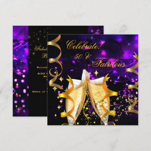 Invitation Fabulueuses lumières dorées Champagne Fête d'anniv