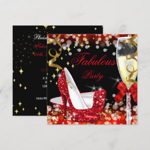 Invitation Fabulueux talons hauts rouge pailletés d'anniversa