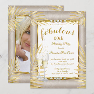Invitation Fabuluses Palmiers Dorés Beige Champagne Party