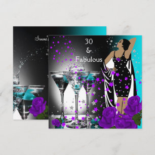Invitation Fabulux 30 30e Anniversaire Roses Teal Violettes
