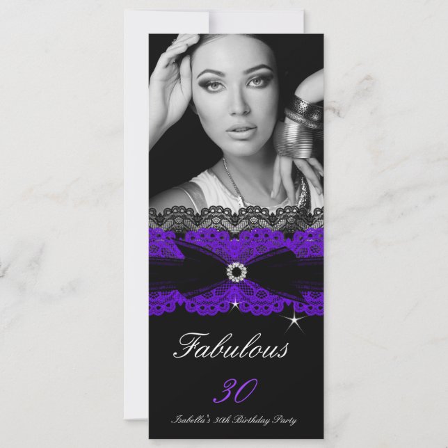 Invitation Fabulux 30 Anniversaire 30 ans Violet Noir Fête (Devant)