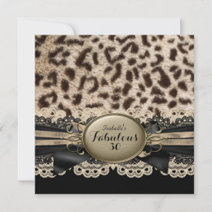 Invitation Fabulux 30 Beige Marron Noir Léopard Anniversaire