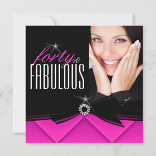 Invitation Fabulux 40 ans Photo Fête d'anniversaire Rose Chau