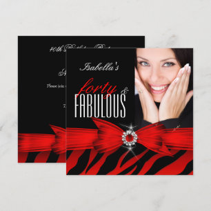 Invitation Fabulux 40 Zèbre Noir Photo Anniversaire