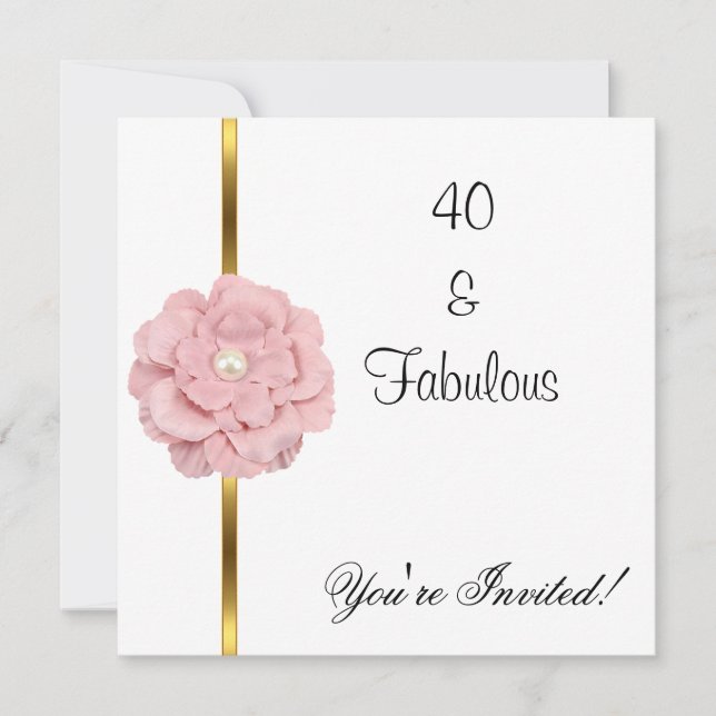 Invitation Fabulux 40e anniversaire de fleur de perle blanche (Devant)