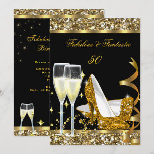 Invitation Fabulux 50 Anniversaire Fantastique Fête Or Noir