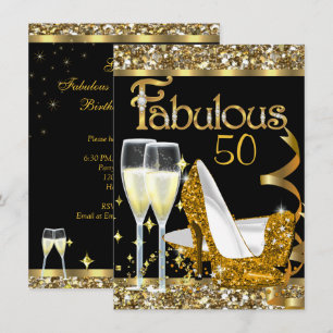 Invitation Fabulux 50 Anniversaire Fantastique Fête Or Noir