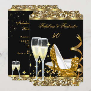 Invitation Fabulux 50 Anniversaire Fantastique Fête Or Noir 2