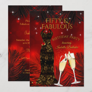 Invitation Fabulux 50 ans Anniversaire Champagne Fête Rouge O