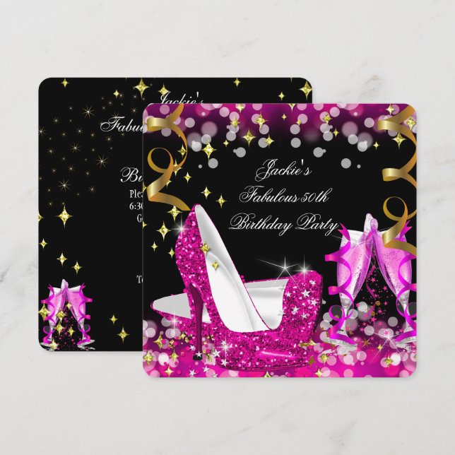 Invitation Fabulux 50 Chaussures à Talons Hauts Anniversaire  (Devant / Derrière)