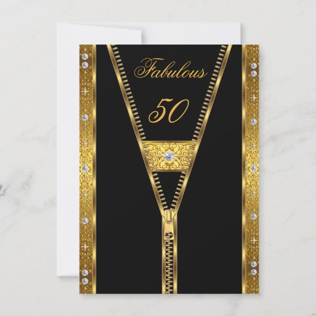 Invitation Fabulux 50 Élégant Fermoir Éclair Diamant Bijou Or (Dos)