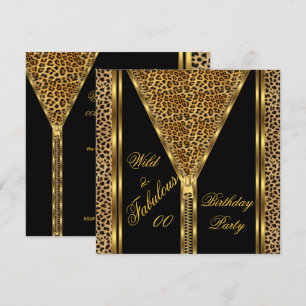 Invitation Fabulux Anniversaire Zip Gold Léopard Sauvage