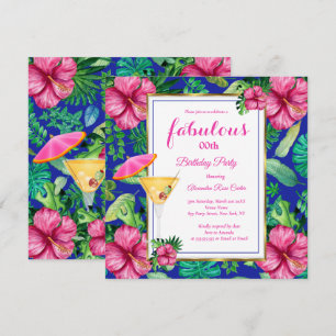 Invitation Fabulux Cocktail Tropical Fleurs Fête d'anniversai