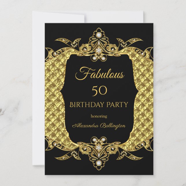 Invitation Fabulux Elite Formel Anniversaire Or Doré Fête Bla (Devant)