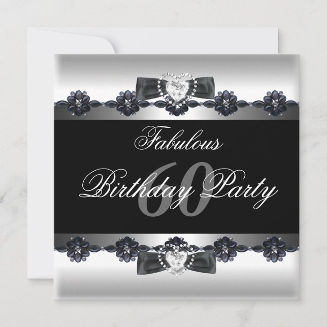 Invitation Fabulux Noir Blanc 60 60ème Fête d'anniversaire (Devant)