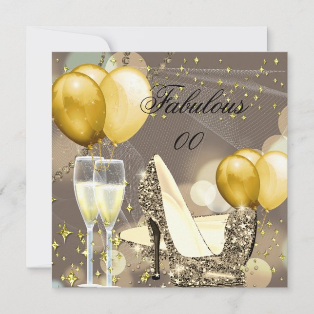 Invitation Fabulux Or Beige Champagne Fête d'anniversaire 3 (Devant)