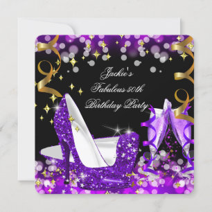 Invitation Fabulux Talon Haut à Paillettes Violettes 50e Anni