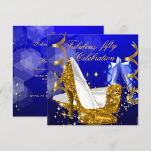 Invitation Fabulux Talons Hauts Bleu Or Anniversaire 5