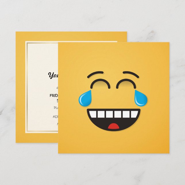 Invitation Face avec des larmes de joie (Devant / Derrière)