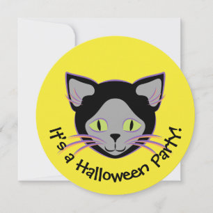 Invitation Face de chat noir Halloween