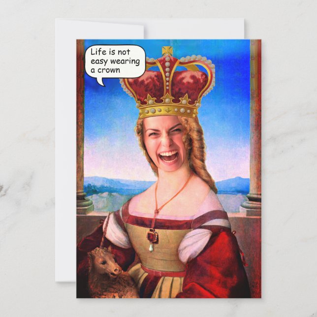 Invitation Face personnalisée dans la reine de trou avec cour (Devant)