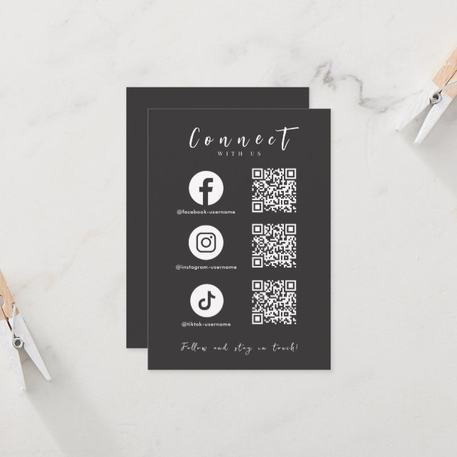 Invitation Facebook Instagram Tiktok QR Code Soft Black (Devant/Arrière en situation)