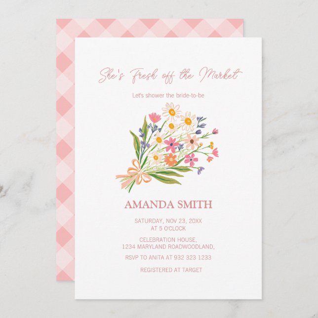 Invitation Facile à main frais hors Fête des mariées du march (Devant / Derrière)