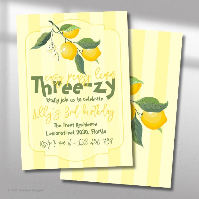 Invitation Facile Facile Trois Citron Joyeux Anniversaire (Créateur téléchargé)