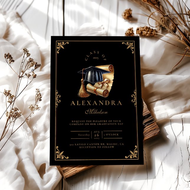 Invitation Faculté de droit Avocat Diplôme Noir moderne (Créateur téléchargé)