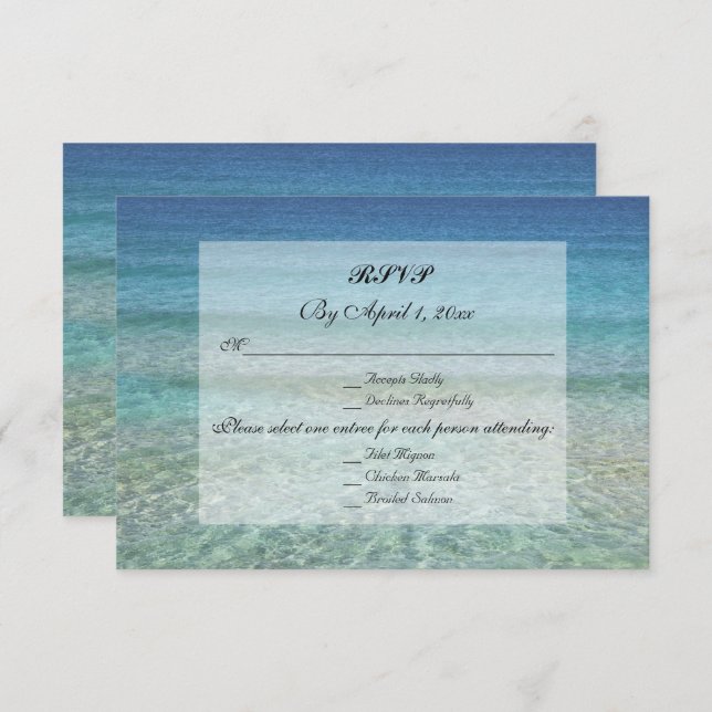 Invitation Fade moderne Tropical Beach Mariage de mer RSVP (Devant / Derrière)