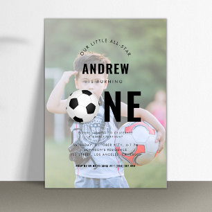 Invitation Faded Kid's Sports Photo Football 1er Anniversaire
