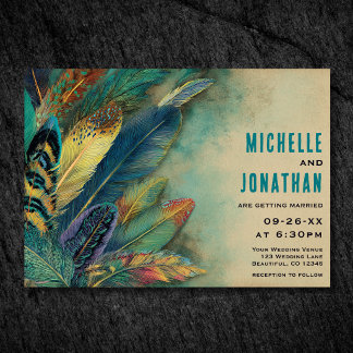 Invitation Faire à la Terre Bohème | Turquoise Mariage Teal