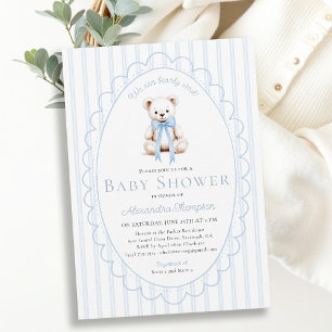 Invitation Faire à peine attendre Teddy rayures bleues cadeau