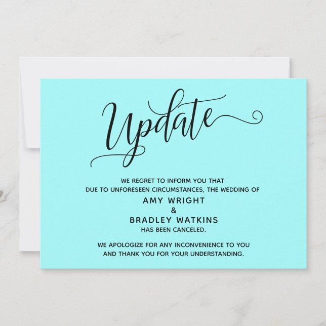 Invitation Faire annonce d'annulation de mariage bleu clair é (Devant)
