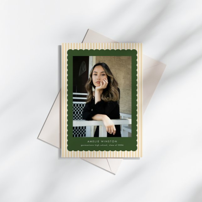 Invitation Faire Annonce de Diplôme avec Bordure à Rayures et (Créateur téléchargé)