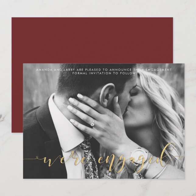 Invitation Faire annonce de fiançailles avec photo de mariage (Devant / Derrière)