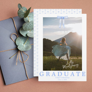 Invitation Faire annonce de graduation avec ruban bleu et pho
