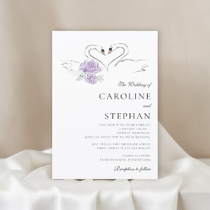 Invitation Faire annonce de mariage couple de cygnes à l'aqua