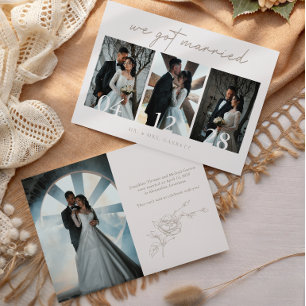 Invitation Faire annonce de mariage multi-photo vintage éléga