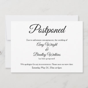 Invitation Faire Annonce de Mariage Reporté Simple et Élégant