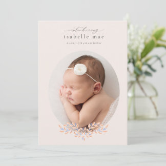 Invitation Faire annonce de naissance ovale classique avec ph