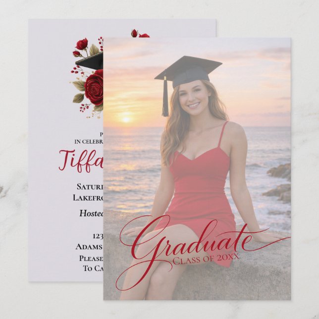 Invitation Faire annonce de remise de diplômes avec photo (Devant / Derrière)