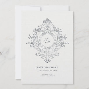 Invitation Faire annonce de style baroque noir Save the Date