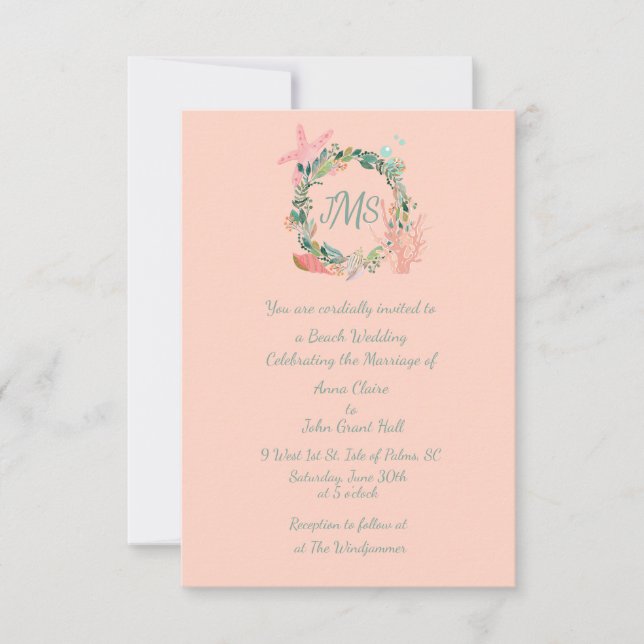 Invitation Faire Annonces de Mariage Nautilus en Corail  (Devant)