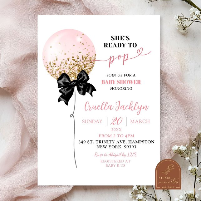 Invitation Faire Arc Rose Bébé Fait Sa Fête Anniversaire (Créateur téléchargé)