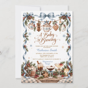 Invitation Faire Babiller Bébé Arc Bleu Chocolat Chaud Baby S