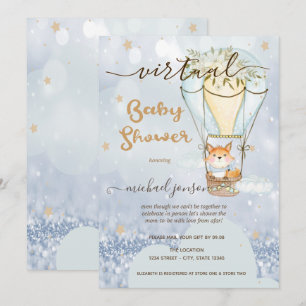 Invitation Faire ballon renard étoiles bokeh shower virtuel p